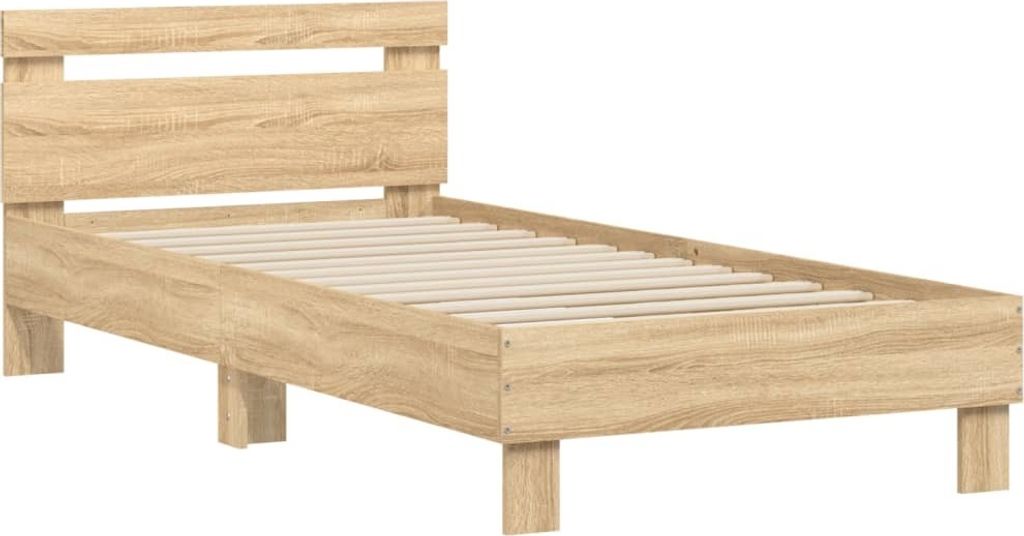 "2026 MODERNE"Bettgestell Stylishces - Einzelbett/Jugendbett mit Lattenrost - ohne Matratze - mit Kopfteil - Sonoma-Eiche 90x200cm - Klassische Bet...