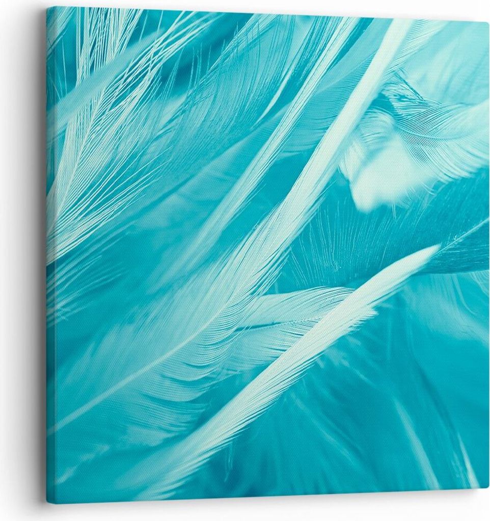 Bild auf Leinwand - Leinwandbild - Feder Vogel Stil modern - 30x30cm - Wand Bild - Wanddeko - Leinwanddruck - Bilder - Kunstdruck - Wanddekoration ...