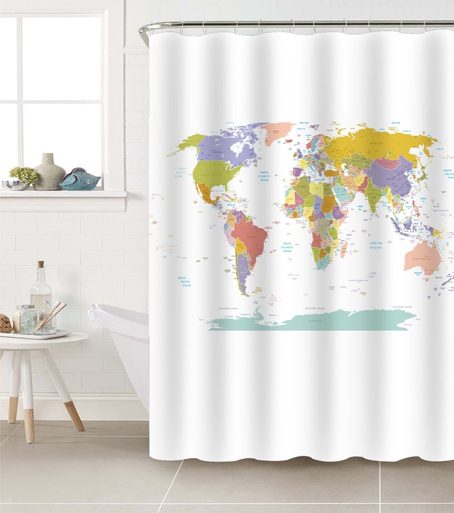 SANILO® Duschvorhang Weltkarte 180 x 200 cm Produktbild 