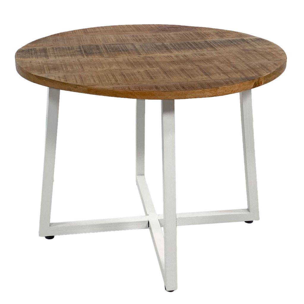 Couchtisch rund 60cm Beistelltisch Cannes Metall-Gestell reinweiß