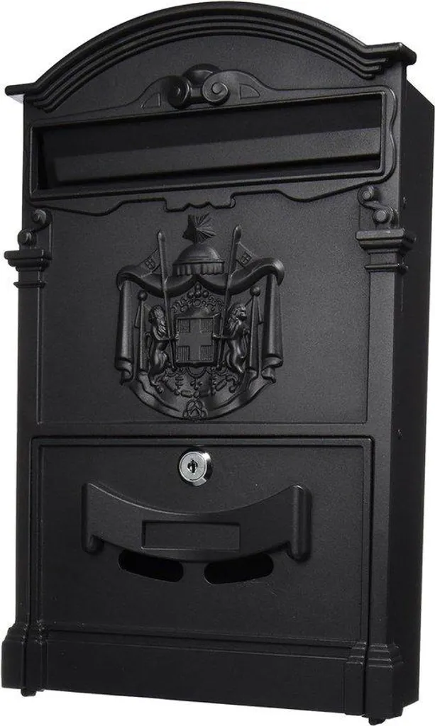 Grande boîte aux lettres noire 26x9x41cm résistante aux intempéries
