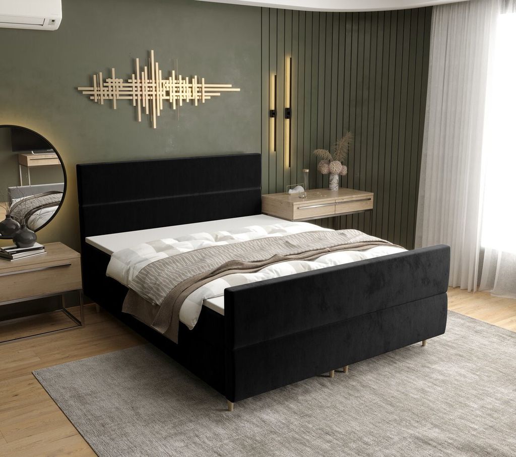 Kontinentales Doppelbett ANGELES PLUS – 140x200, schwarz