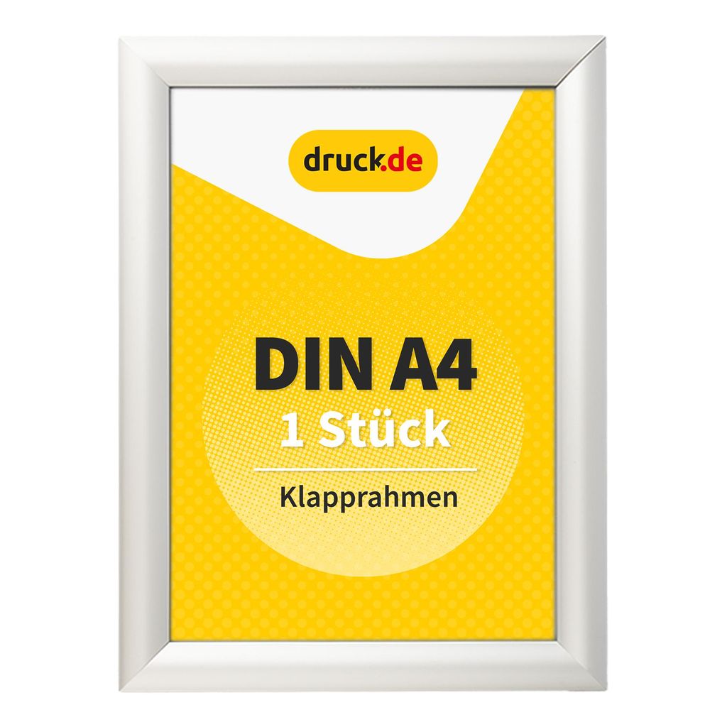 Klapprahmen DIN A4 - 1 Stück - für Plakate, Hinweisschilder, Werbung - Aluminiumrahmen mit 2,5 cm Profil - geeignet für Wandmontage