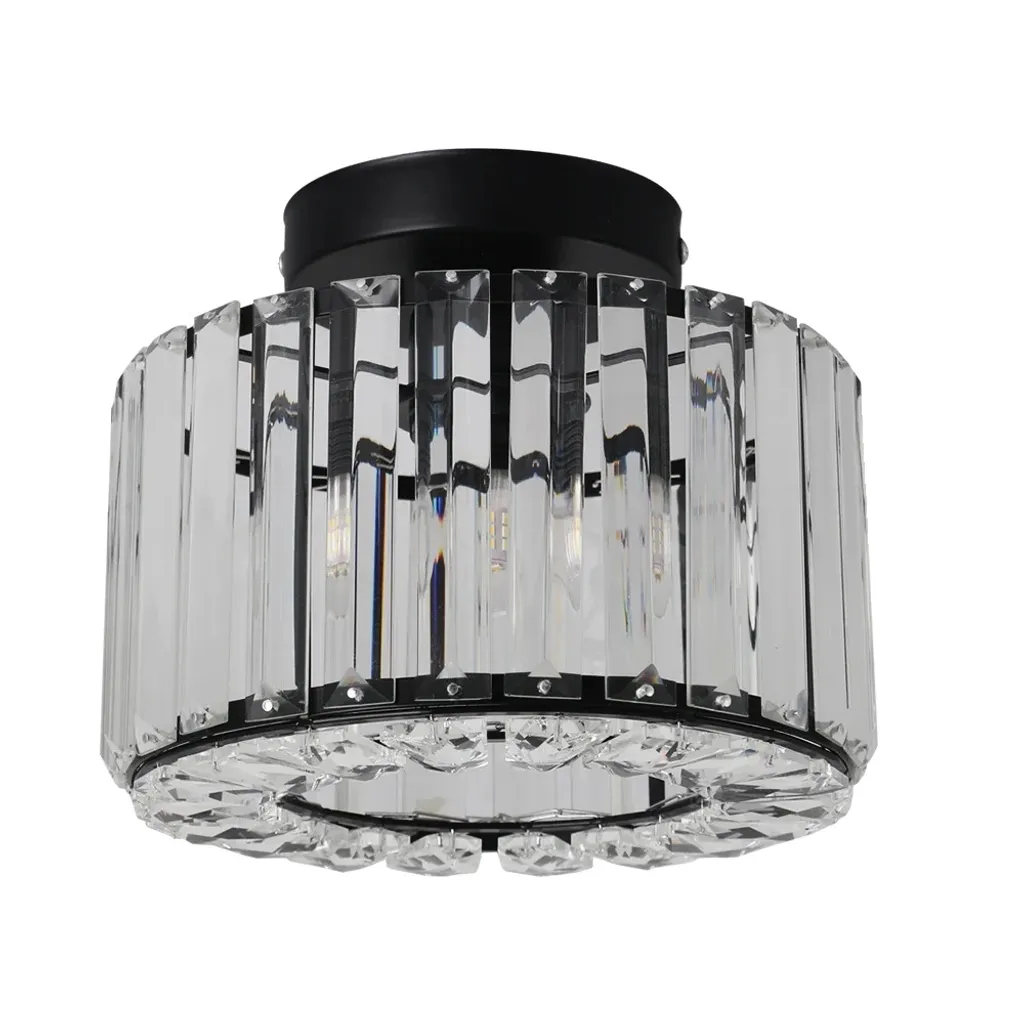 Plafonnier moderne en cristal et acier E27 LED 21x18cm pour salon