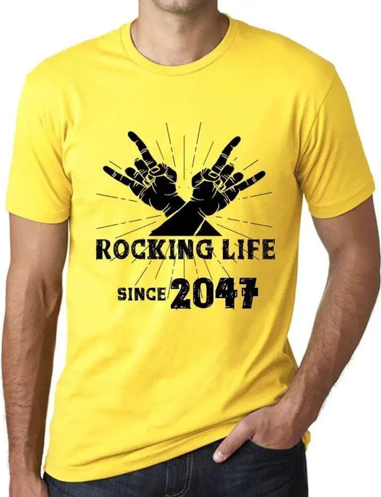 Herren Grafik T-Shirt Das Leben rocken seit 2047 – Rocking Life Since 2047 – Öko-Verantwortlich Vintage Jahrgang Kurzarm Lustige Druck Geburtstag