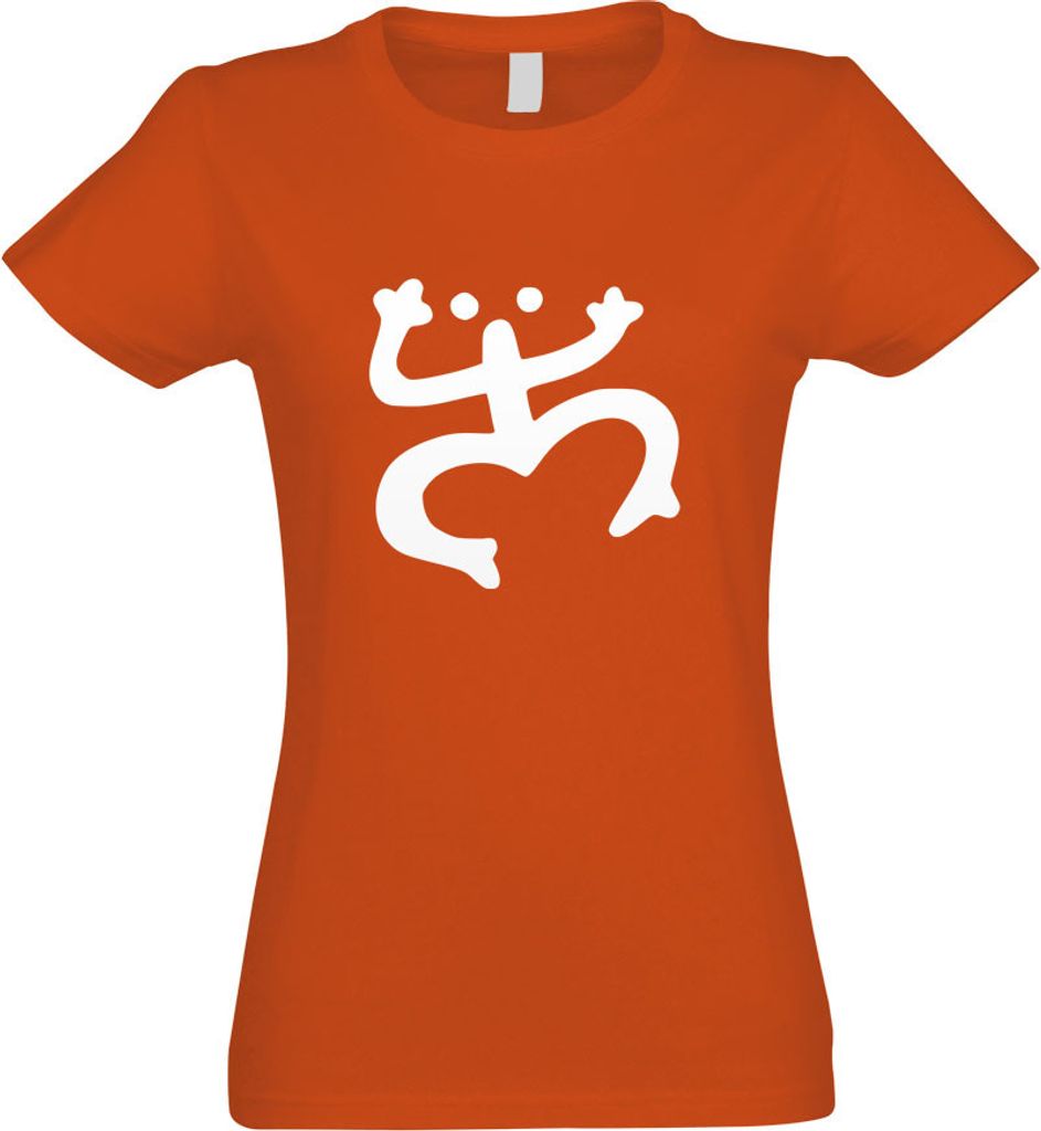 Kiwistar - T-Shirt tailliert - Damen - orange - Coqui Frog Symbol - mit Motiv Bedruckt - Funshirt Design - Sport - Freizeit - Damen - S