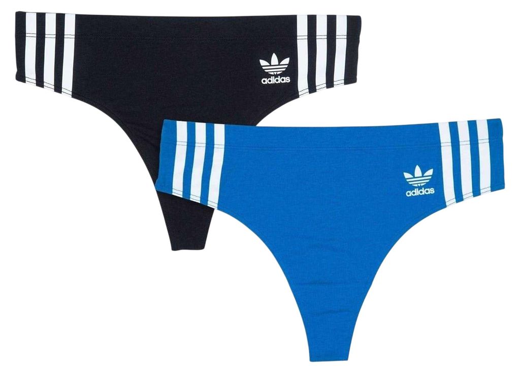 Adidas - Thong für Damen, Baumwolle, Komfortabel (2er-Pack) GT25273 (40 DE) (Schwarz/Blau)