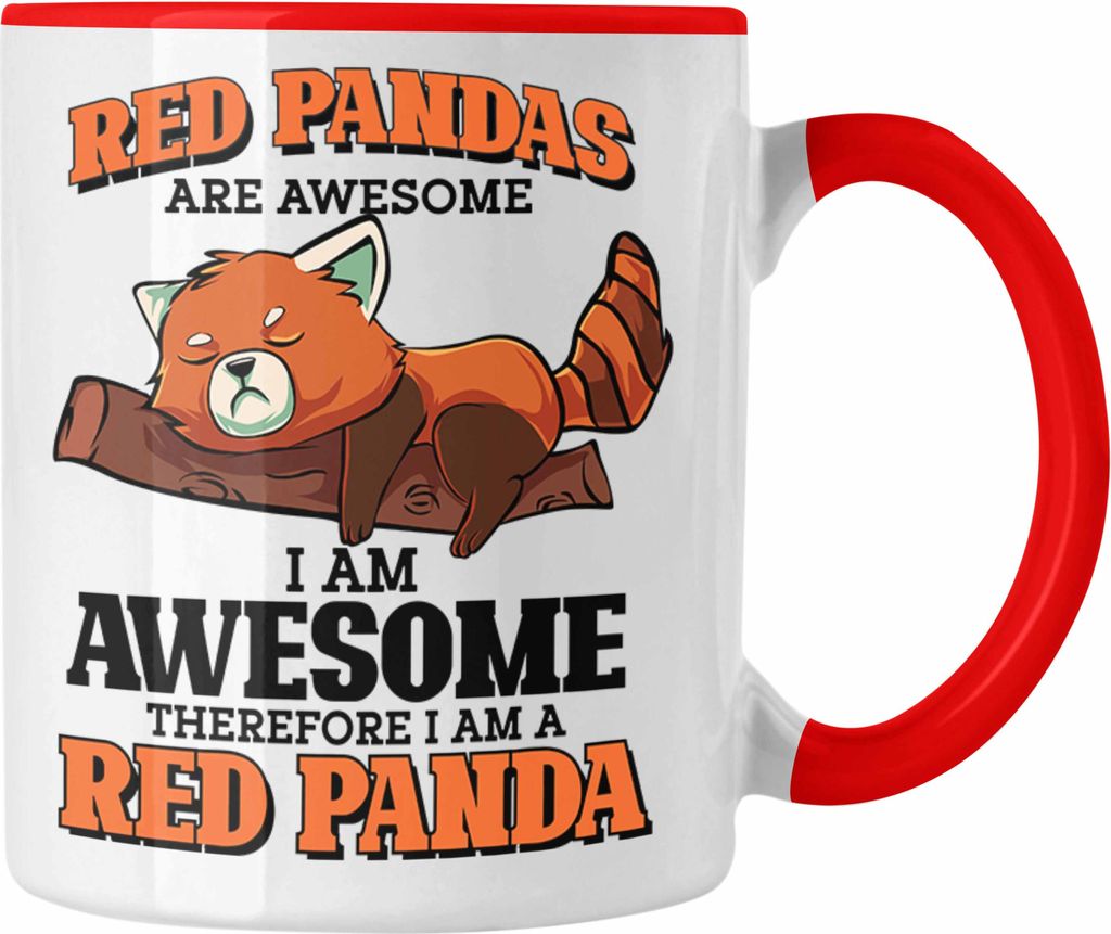 Trendation - Lustige Roter Panda Tasse Spruch Geschenk für Panda-Liebhaber (Rot)