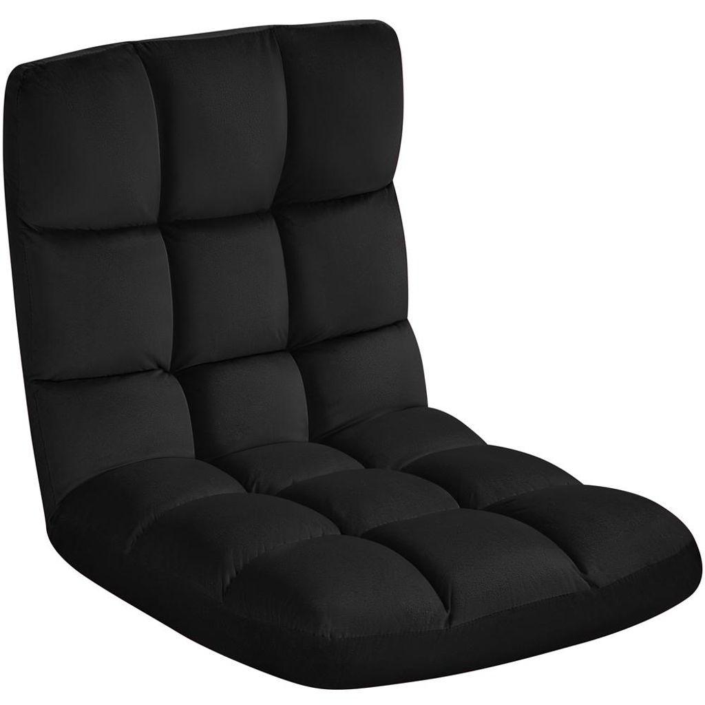 Yaheetech Bodenstuhl mit 14-stufig verstellbarer Rückenlehne, Bodensessel für Gaming & Meditation, Relaxliege, Lazy Sofa, Schwarz
