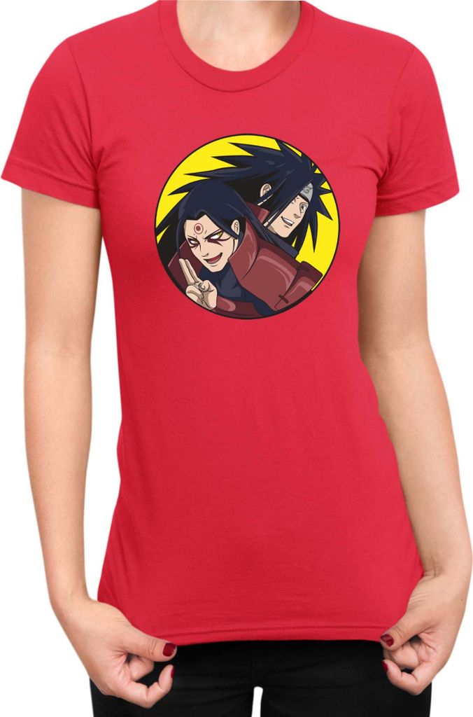 Damen T-Shirt Naruto Madara Vs Hashirama, Lady 2XL / Rot
