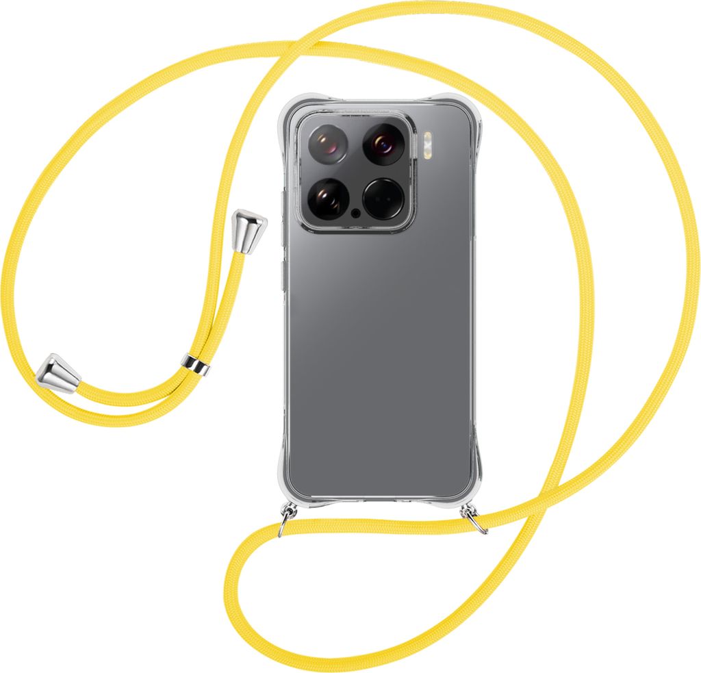 Handykette Backcover-Schutzhülle mit Band (Metall silberfarben) für Xiaomi 15 5G - gelb