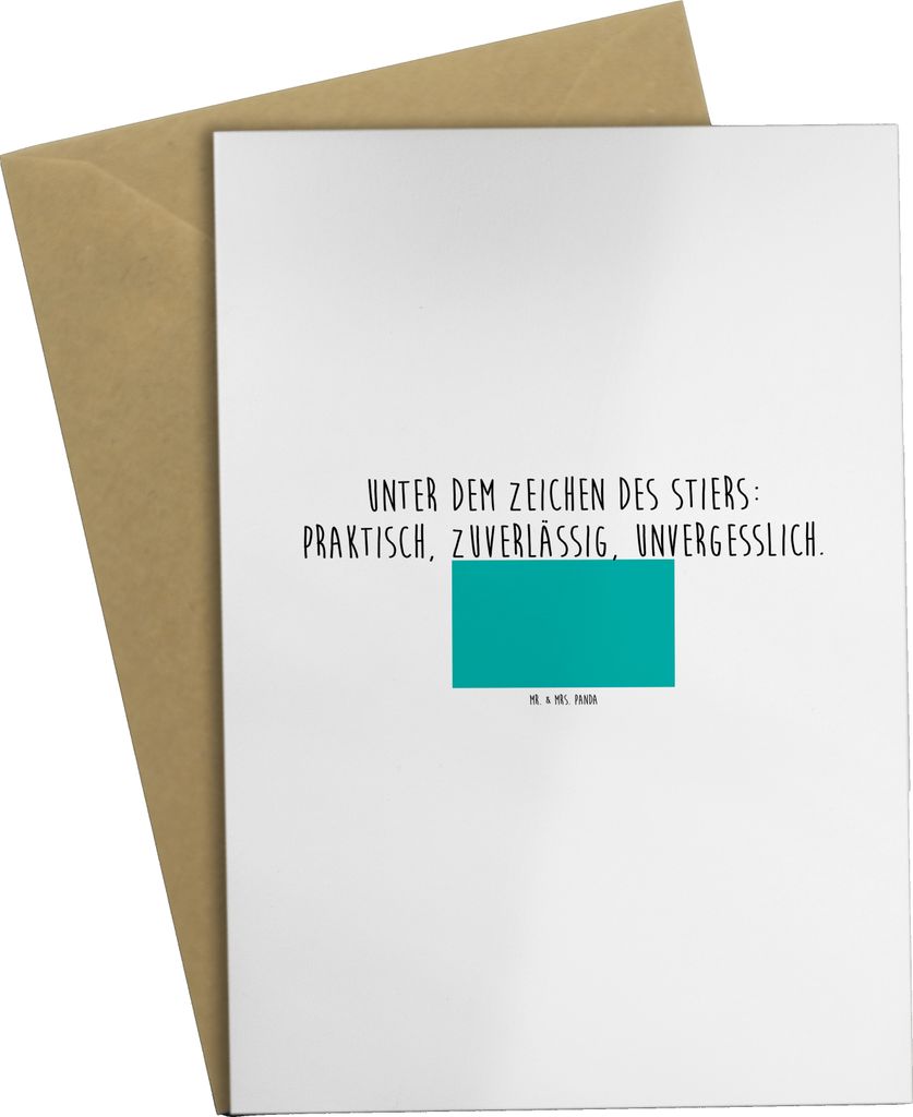 Mr. & Mrs. Panda Grußkarte Stier Astrologie - Weiß - Geschenk, Sternzeichen, Grußkarten, einladungskarten, Tierkreiszeichen, dankeskarten, weihn...