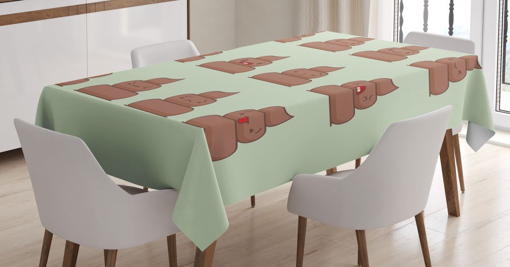 ABAKUHAUS Poop Emoji Tischdecke, Emotions, Schmutzabweisend Pflegeleicht Waschbar Druck Mit Klaren Farben ohne Verblassen, 140 x 200 cm, Schokolade