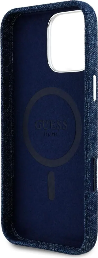 Custodia Guess Denim Triangle Logo iPhone 16 Pro Max MagSafe Blu Originale - 7