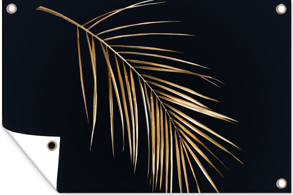 MuchoWow 60x40 cm Outdoor-Poster Gartendeko Sichtschutz Garten Poster für den Garten Pflanzen - Gold - Schwarz - Blätter - Luxus