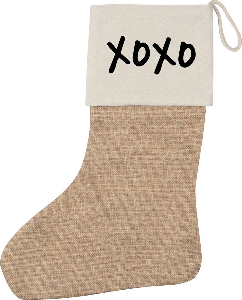 Huuraa Weihnachtsstrumpf XOXO Kuss Beige Jute Kaminstrumpf Geschenkidee