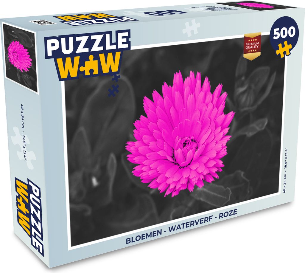 MuchoWow Puzzle 500 Teile Blumen - Aquarell - Rosa - 500 Teile - Kinder - Selberbauen - Puzzlespiele