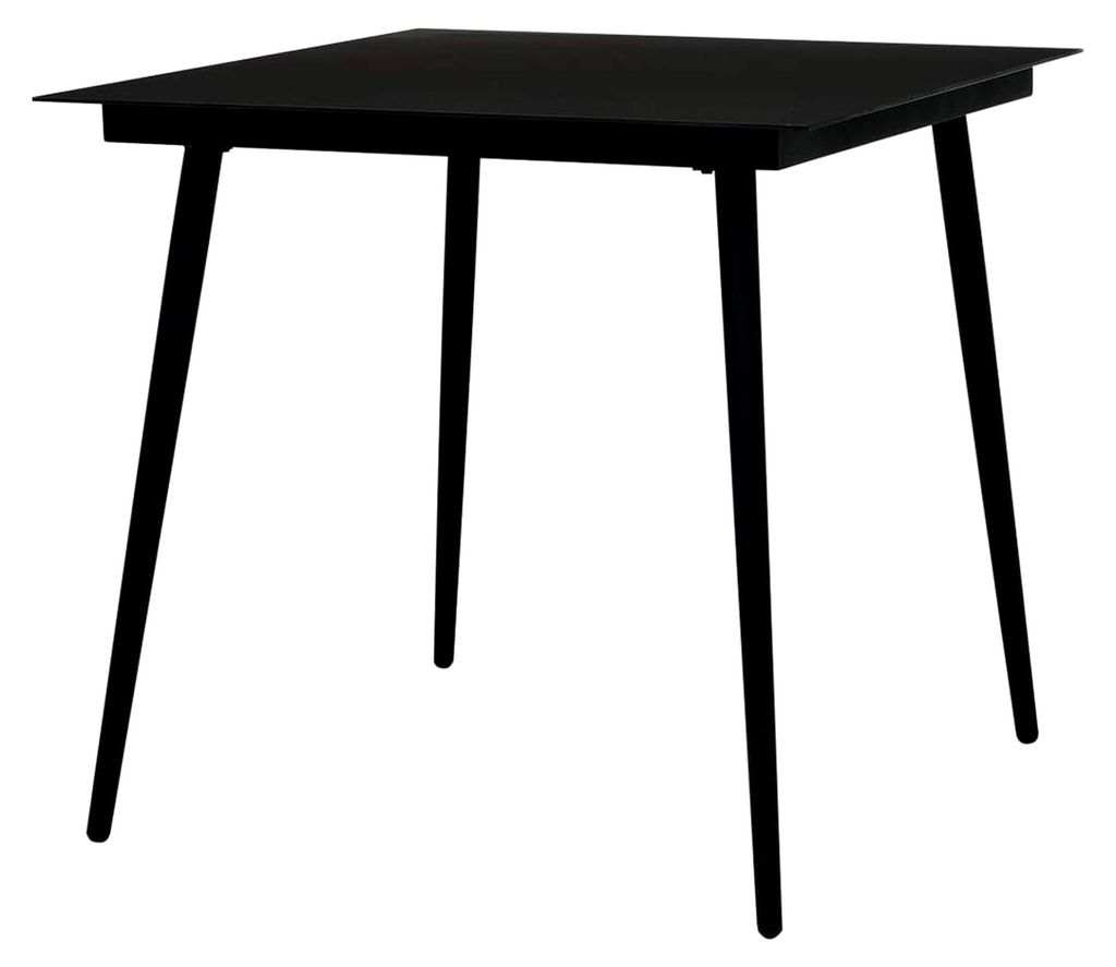Esstisch für Garten, Terrasse und Außenbereich, Schwarz 80x80x74 cm aus Stahl und Glas