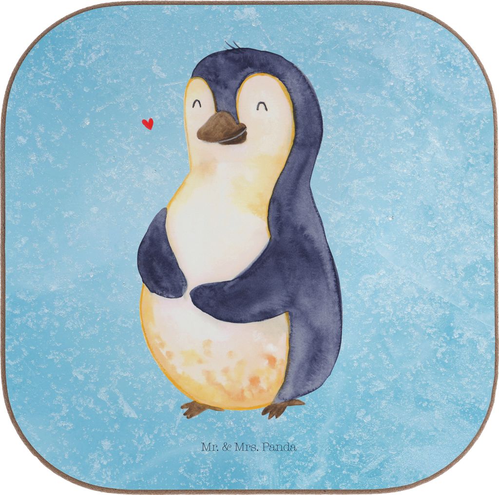 Mr. & Mrs. Panda Untersetzer für Gläser Pinguin Diät - Eisblau - Geschenk, Tischuntersetzer, Holzuntersetzer, gläseruntersetzer, Coaster, Selbs...