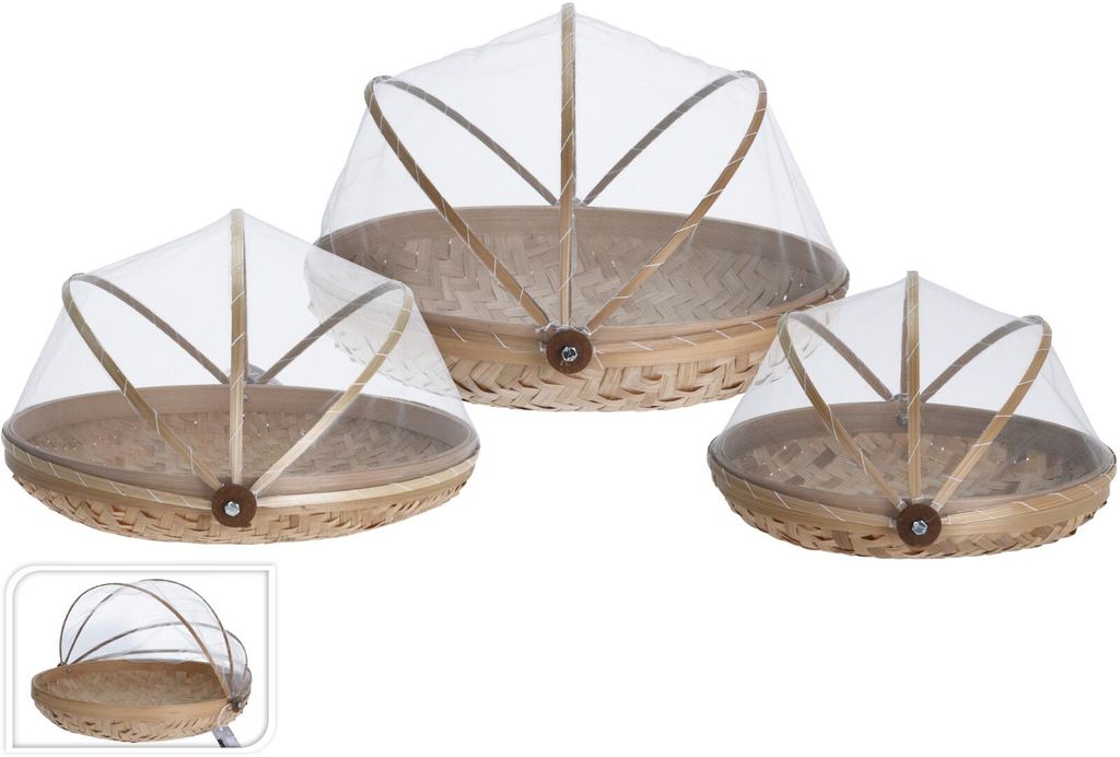 Komplet 3 Koszy Bambusowych Z Moskitierą 35Cm Zdjęcie produktu 