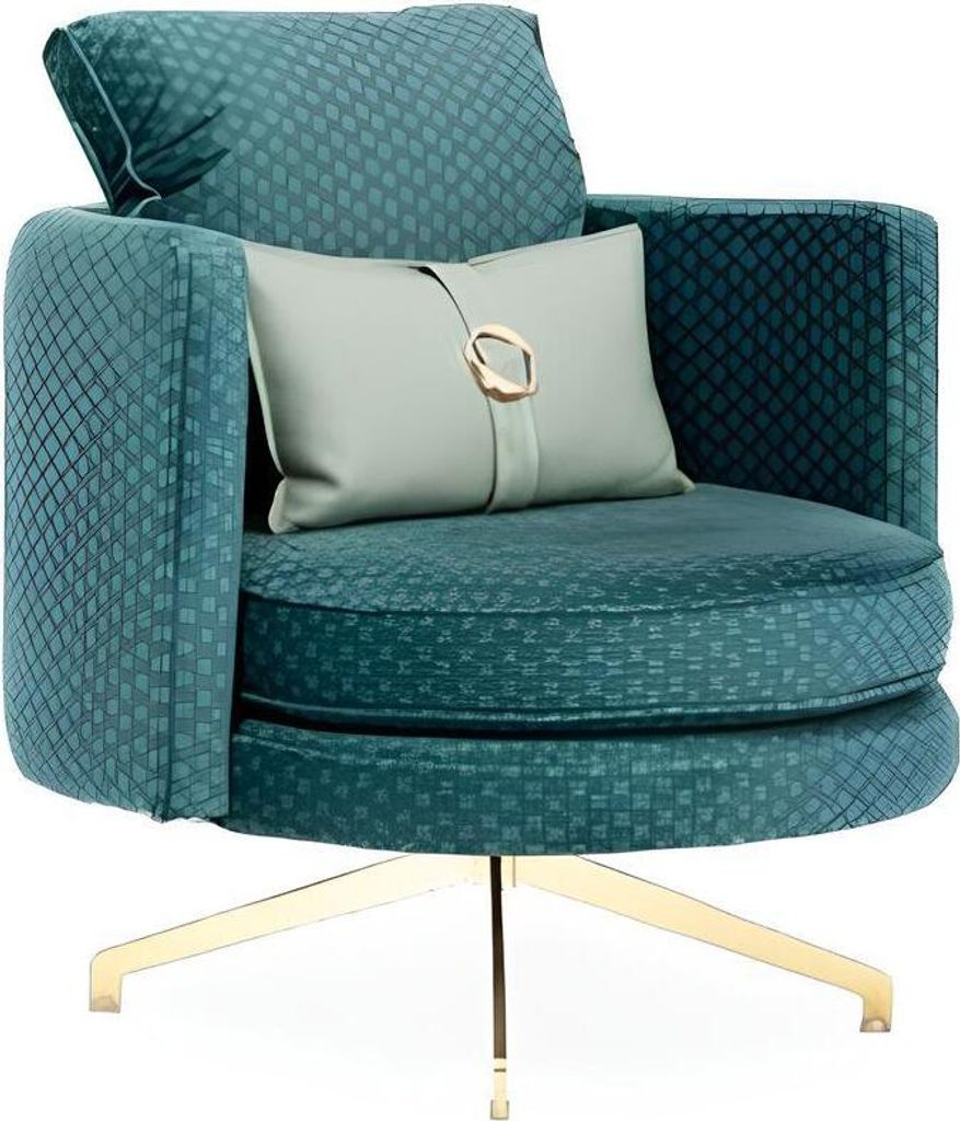 Runder Sessel Drehbarer Grüner Stuhl Drehstühle Wohnzimmer Polster 1er