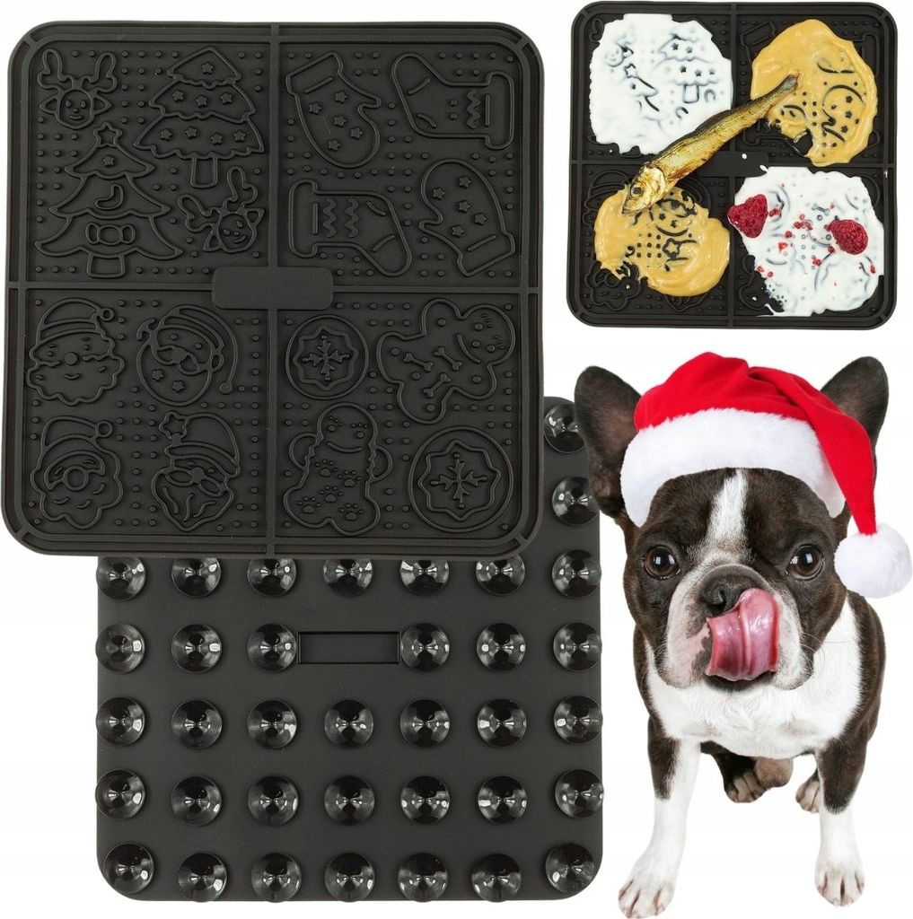 Weihnachts-Hunde-Katzen-Leckmatte mit Saugnäpfen für Leckereien Festlichkeiten