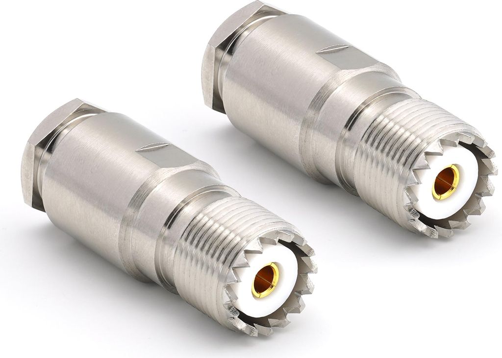 SO239 UHF Wasserdicht LMR240 LMR-240 RG59U RG8X RG-8X RF Schraub-Koaxialkabelstecker vernickelt mit vergoldetem Stift (2er Pack)