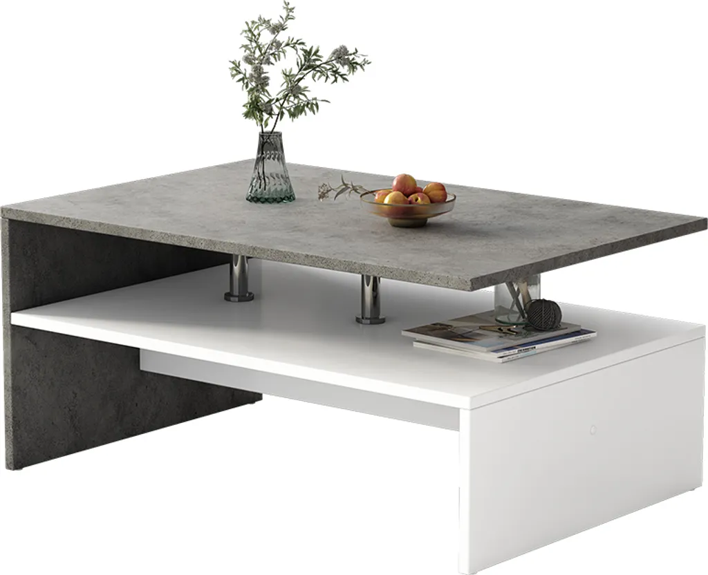 Table basse rectangulaire Vicco Mike effet béton gris 90x60 cm chic