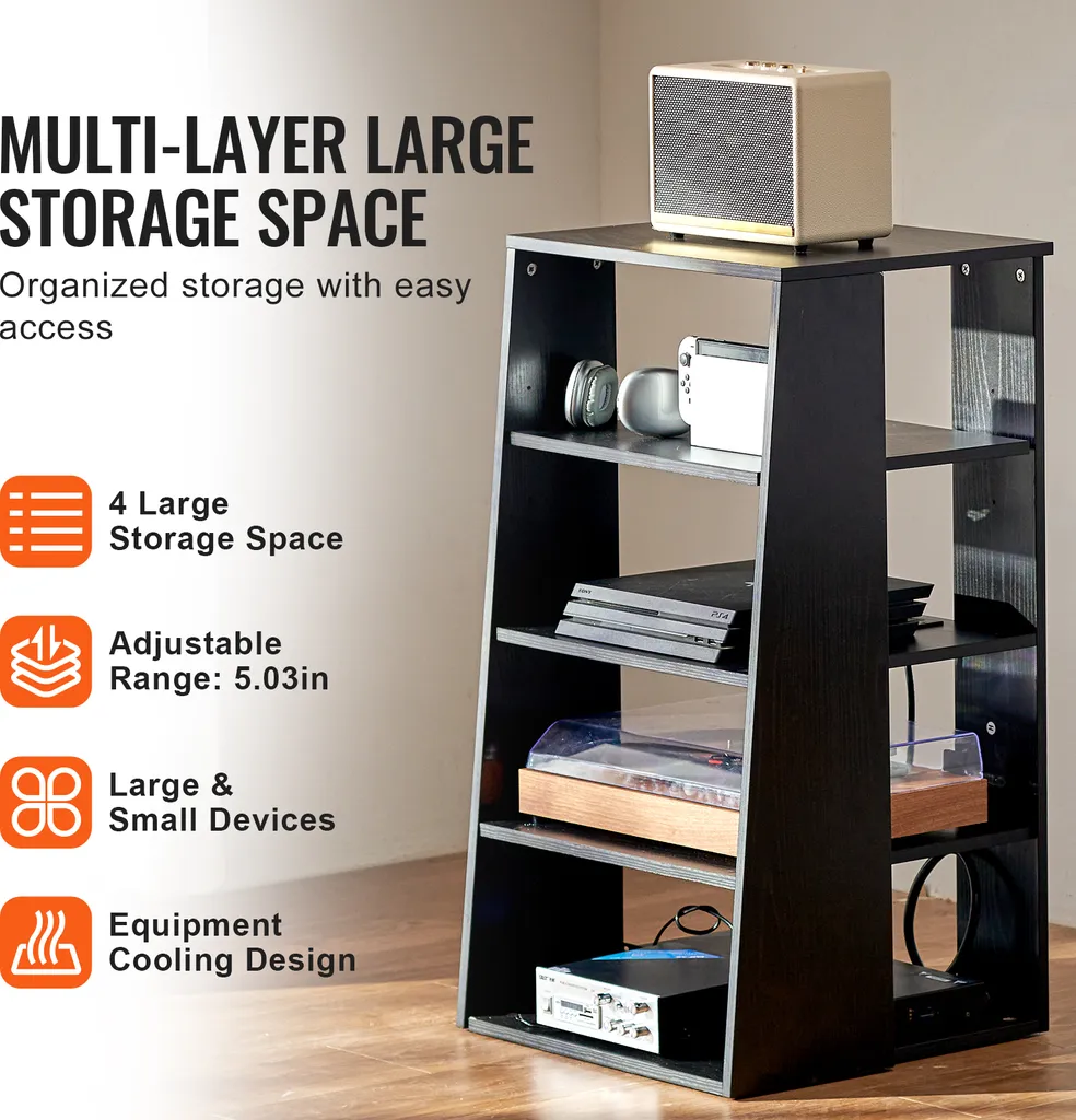 Meuble Rack pour Composants Stéréo et Rangement Multimédia Modulable