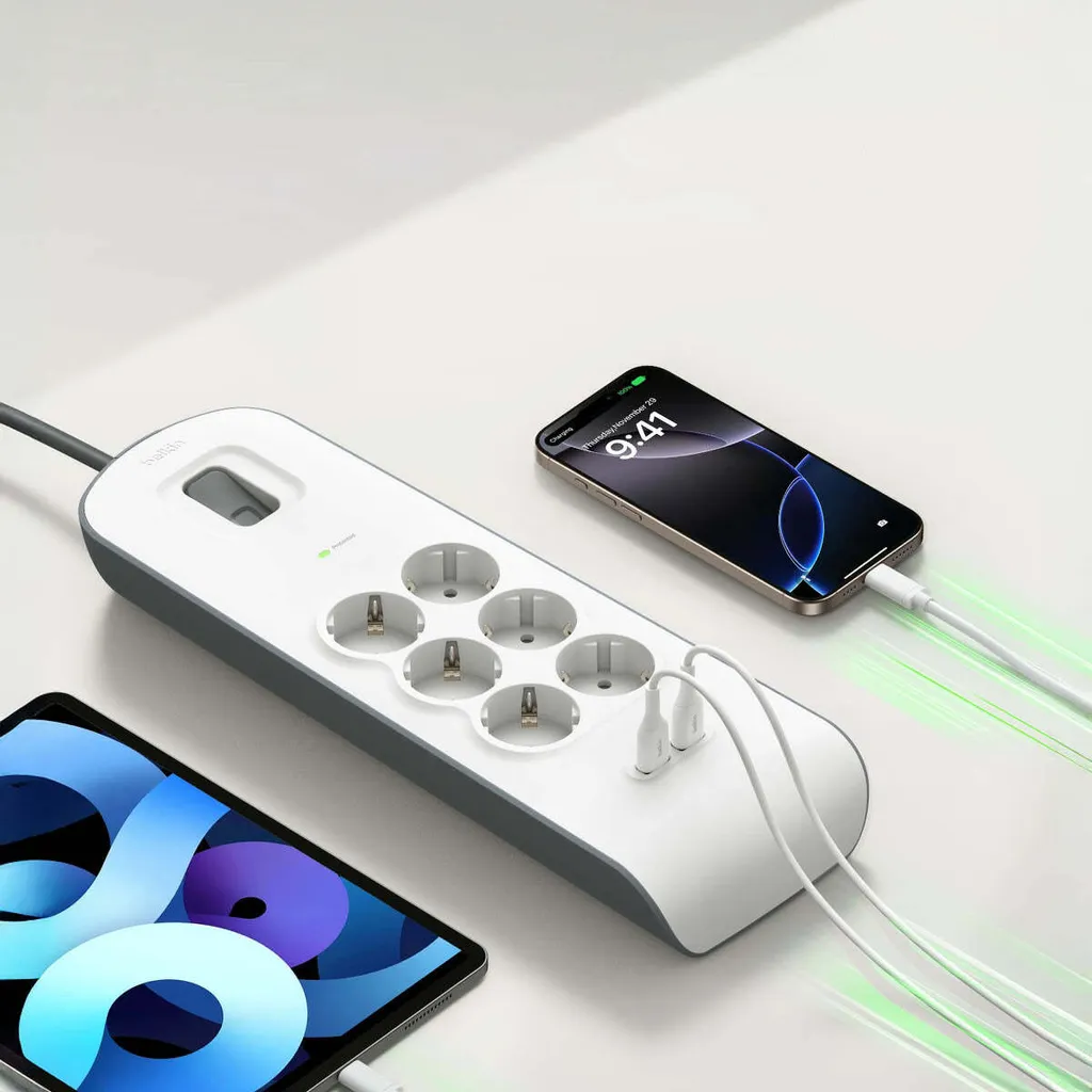 Belkin Multiprise avec Protection Surtension 6 Prises et 2 Ports USB 2m - 12