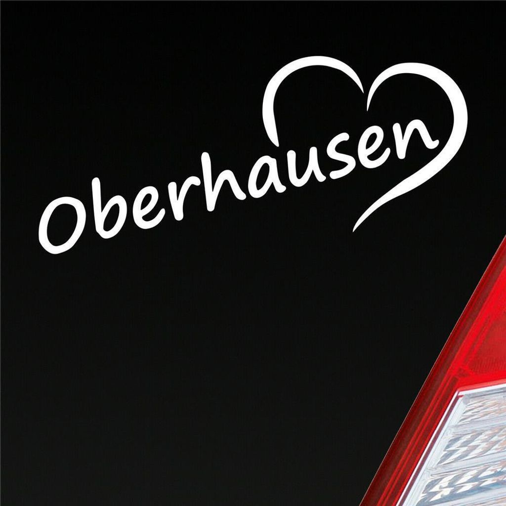 Auto Aufkleber Oberhausen Herz Stadt City Liebe Love 20x8 cm Weiss Matt Sticker Heckscheibenaufkleber