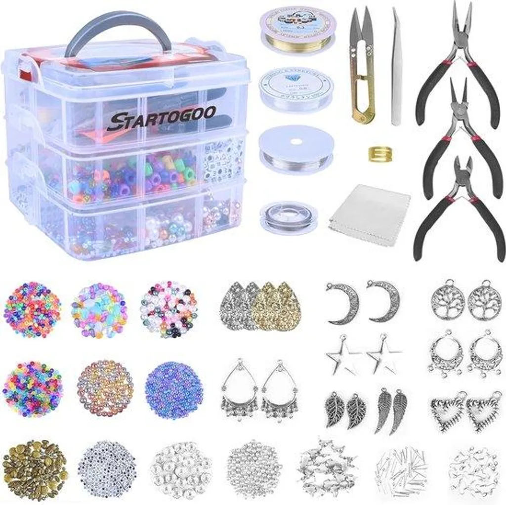 Kit bijoux 1500 perles multicolores avec mallette de tri ergonomique