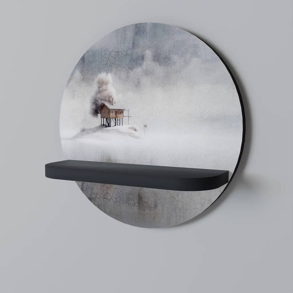 Décorez vos murs vides avec l'étagère ronde noire SILENT CABIN métal