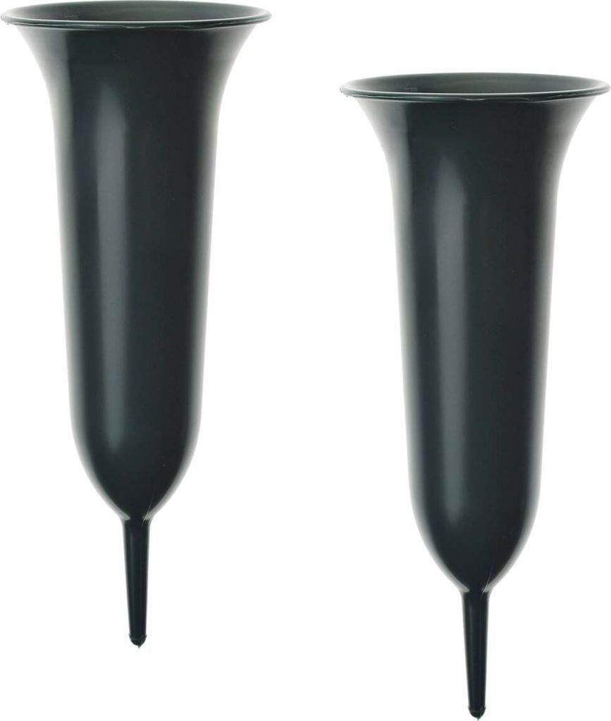 Steckvasen Grab Friedhof Deko grün Set 13 cm
