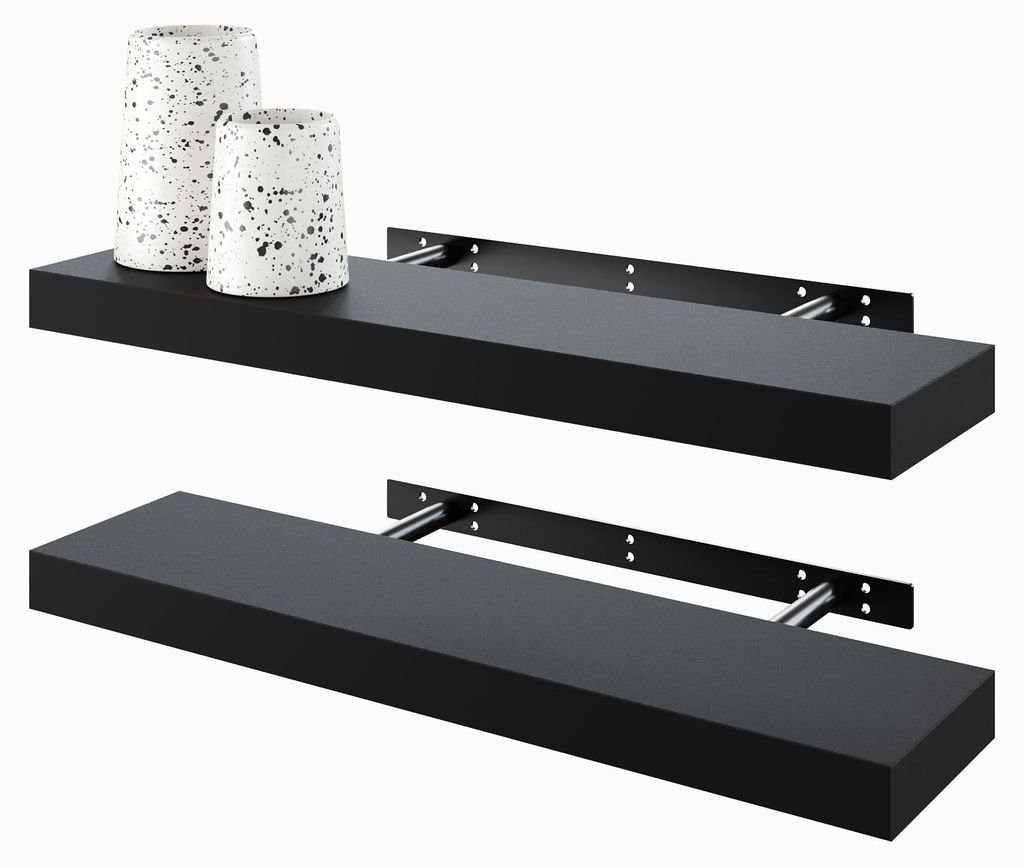 Schwebende Regale, Wandregale, dekorative Wandregale, 2er-Set, 60 cm Wanddekoration für Badezimmer, Küche, Wohnzimmer und Schlafzimmer (schwarz)