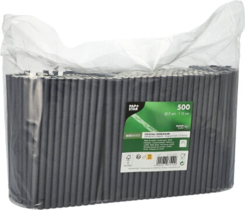 500 koktejlových brček, papírových Ø 7 mm - 15 cm černá Obrázek produktu 7