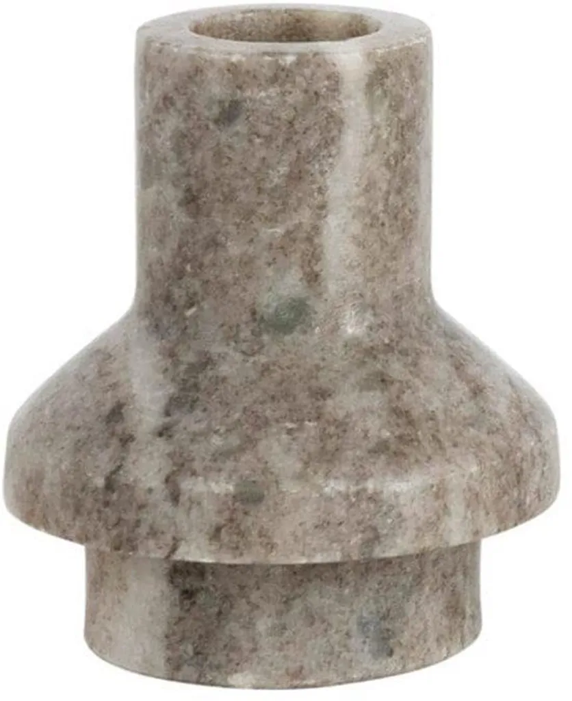 Photophore en marbre véritable beige - Petit bougeoir décoratif artisanal