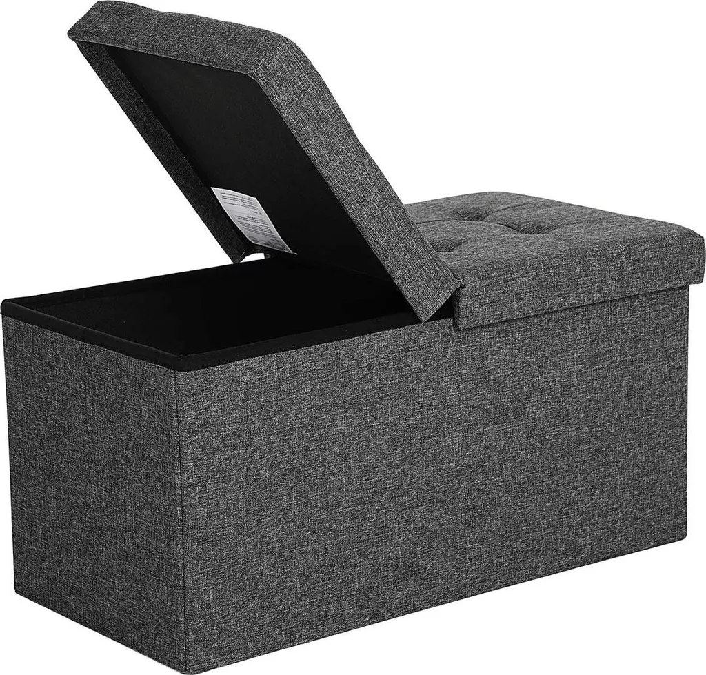 Banc avec couvercle rabattable 76 cm pour entrée et chambre - Coloris gris