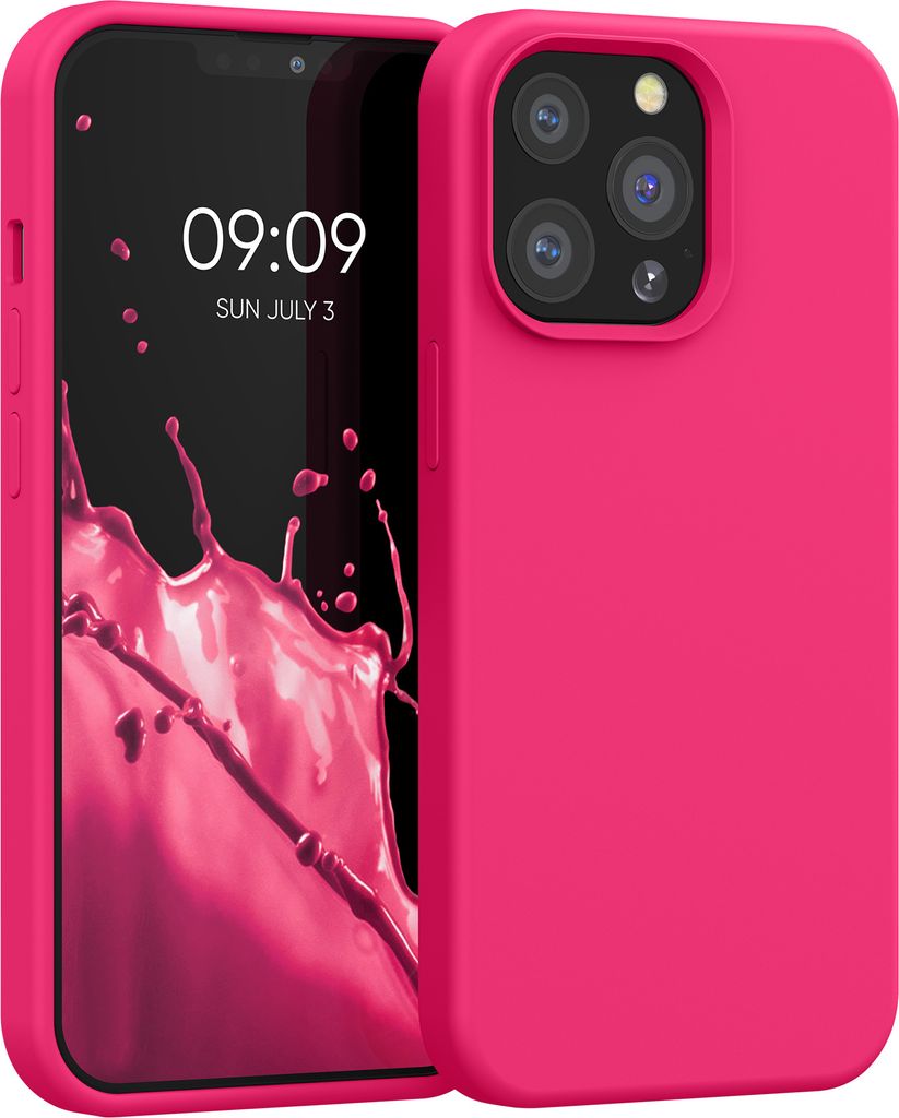 kwmobile Handyhülle für iPhone 13 Pro Hülle, für iPhone 13 Pro Case - Hülle Silikon - kabelloses Laden - Neon Pink