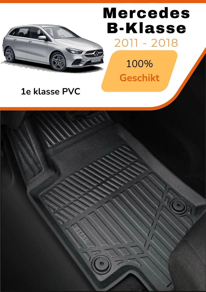 Mercedes B-Klasse (W246) 2011–2018 – Premium Carbonlook Fußmatten – Hochwertiges TPE – Allwetter-Schutz – Erhöhte Ränder – Rutschfest