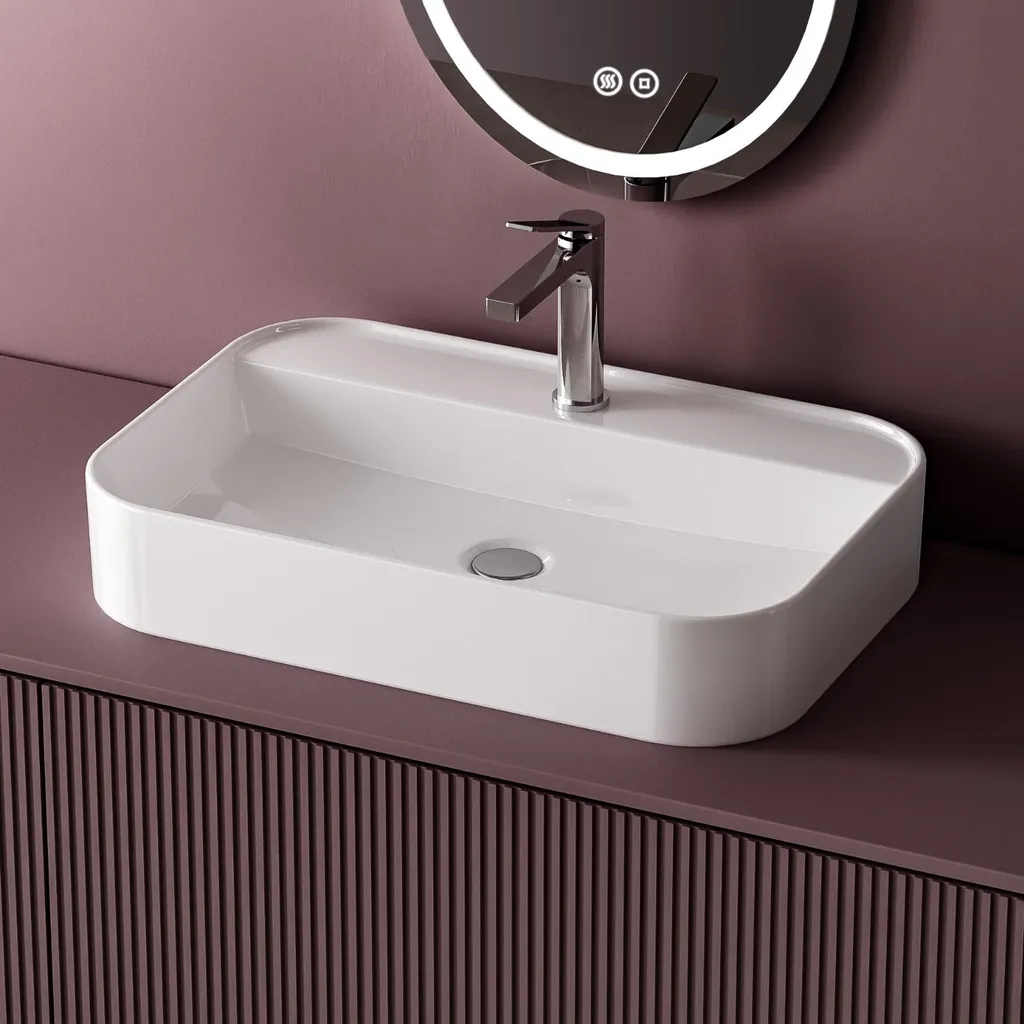 Lavabo Ceramica EMKE 70x40x11 cm: Standard Professionale Bianco