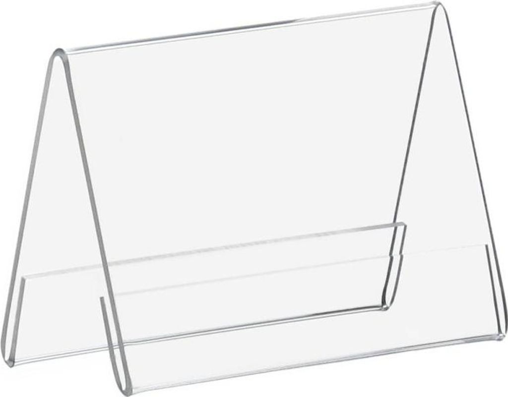 Dachaufsteller DIN A7 Quer aus Acrylglas / A-Aufsteller / Tisch-Namensschild / doppelseitig