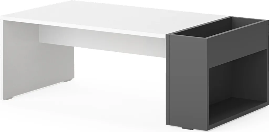 Table basse design Vicco Chris 95 cm - Finition mélaminée blanc/gris