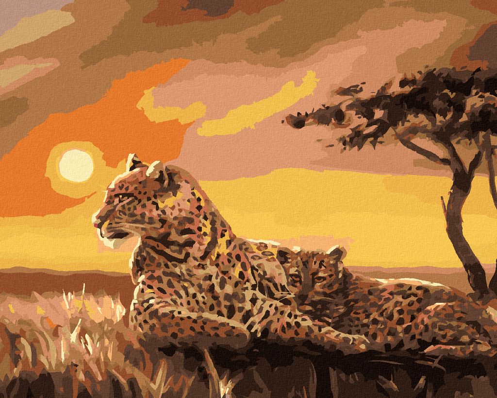 Zuty - Malen nach Zahlen - LEOPARDEN (D. RUSTY RUST), 40x50 cm, mit Keilrahmen (bereits gespannt)