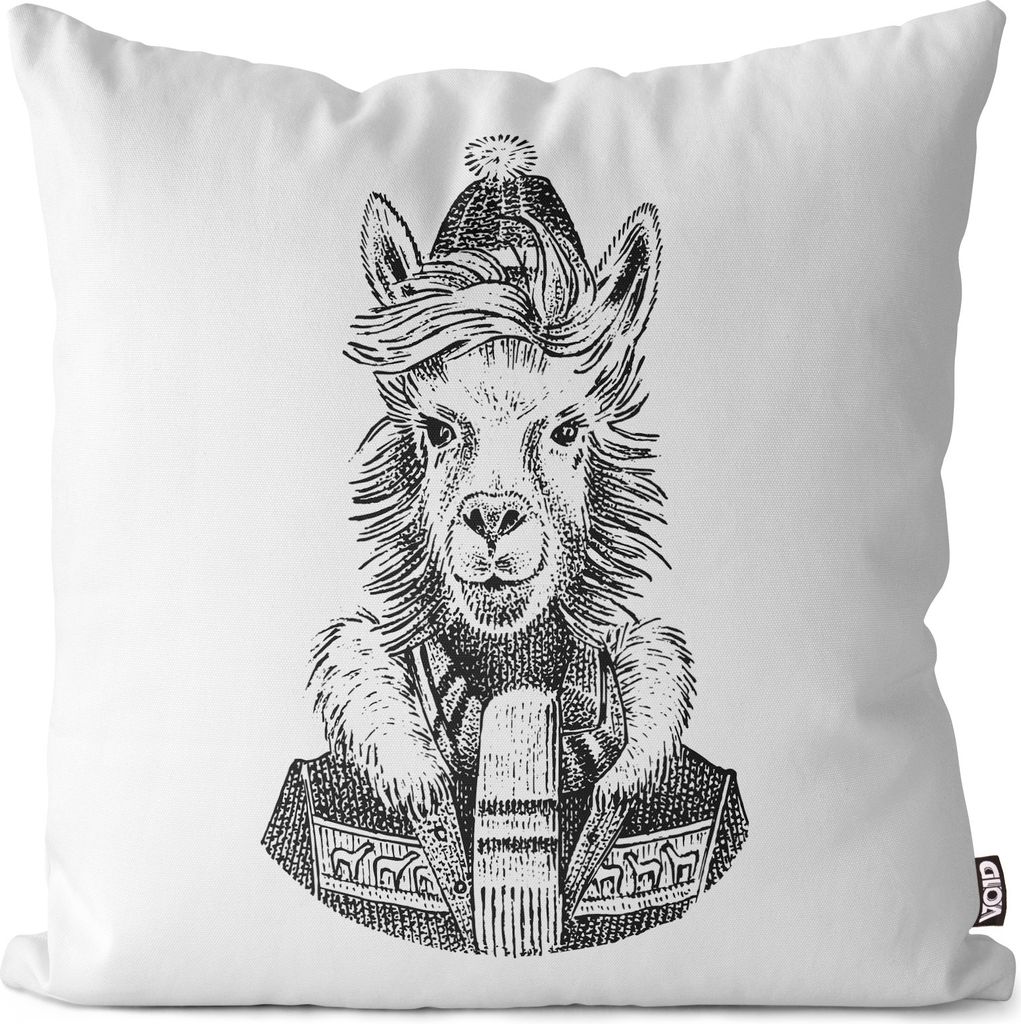 VOID Lama Tier Zeichnung Kissenbezug Kissenhülle Sofakissen Kissen Deko Outdoor-Kissen Dekokissen