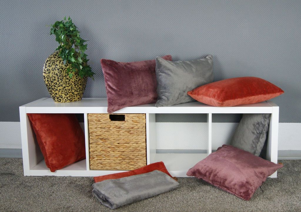 Lycce Kissenbezug SORRISO 50x30cm aus Samtstoff im Retro-Stil, verschiedene Farben - EU, Farbe:koralle