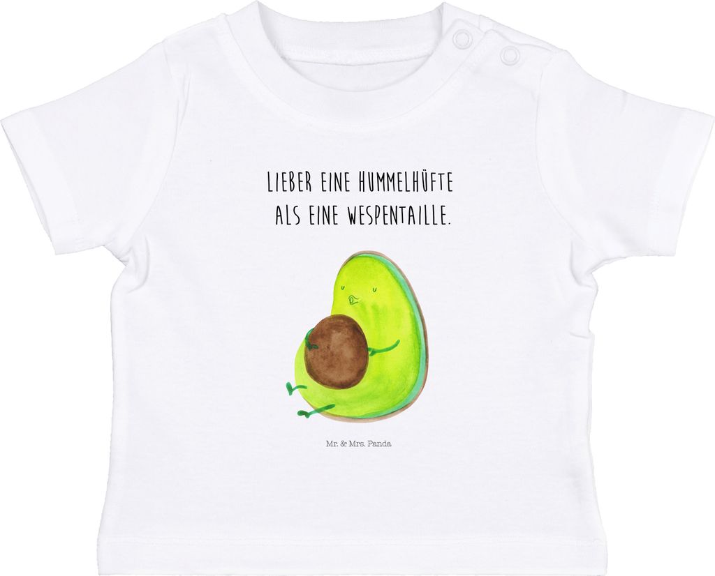 Mr. & Mrs. Panda Babyshirt Avocado Pfeifen 0. - 6. Monat - Weiß - Geschenk, Schwanger, T-Shirt, Organic Baby Shirt, Kleinkind, Abnehmen, Kinder Ob...