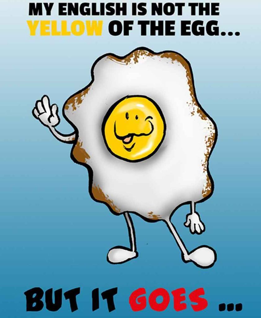 vianmo Holzschild 18x12 cm My English not the yellow of egg Spruch Zitat