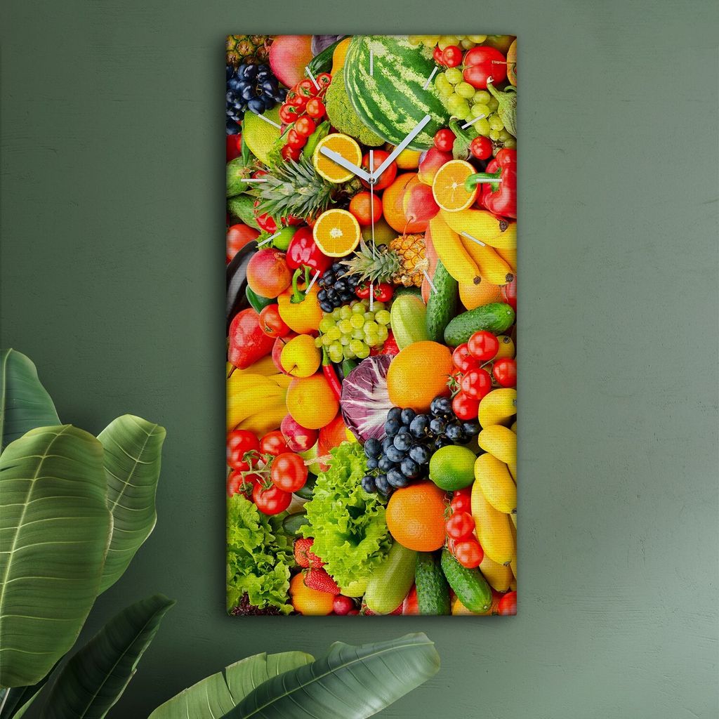 Wohnzimmer Leinwand Uhr Geräuschlos Küche 30x60 Früchte, Spritzen, Motive, weiße Zeiger