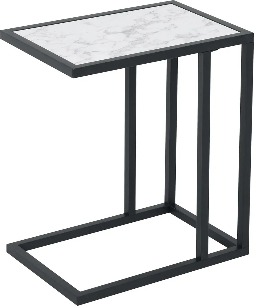 Table d'appoint canapé aspect marbre blanc - Bout de canapé 45x45cm